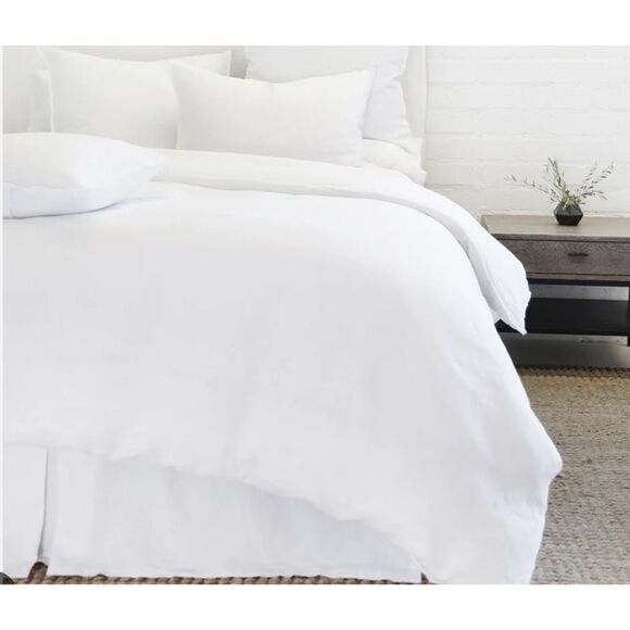 Pom Pom at Home 'Blair' Linen Duvet Cover in White Size King - Picture 1 of 5